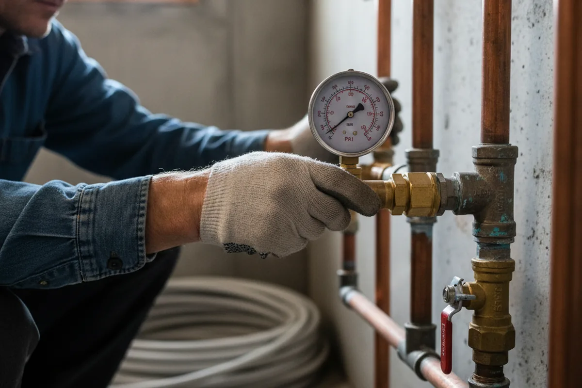 Pressure testing a repaired line during Water Line Repair in Tye